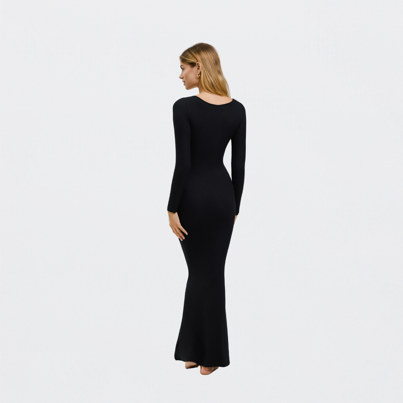 Ribbed Long Sleeve Maxikleid