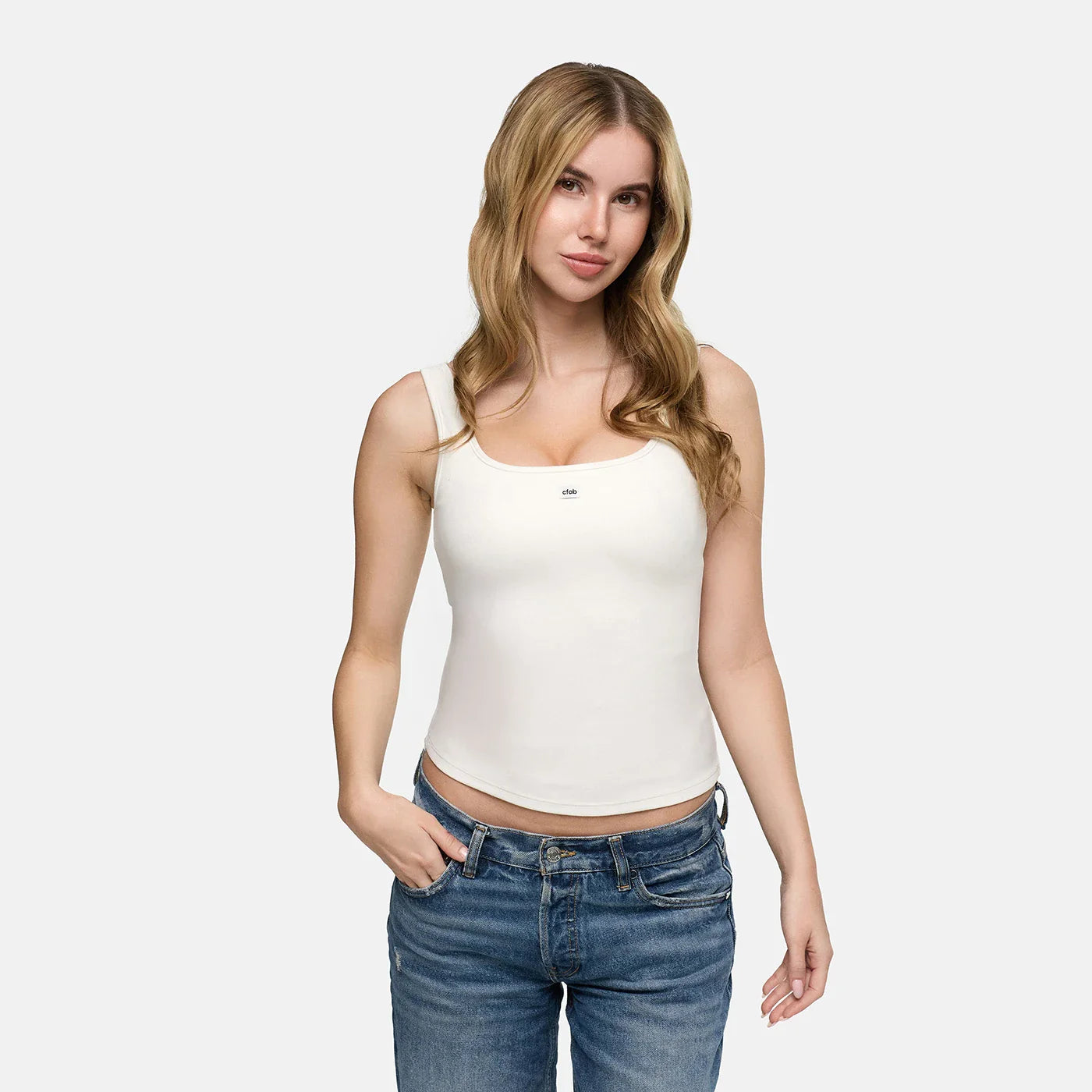 Cotton Tank with Built-In Push-Up Bra